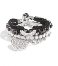 G by GUESS Silver-Tone and White Friendship Bracele, SILVER G by GUESS Silver-Tone and White Friendship Bracele, SILVER