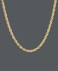 Tie your whole ensemble together with a chic layer of gold. Necklace features a diamond cut seamless rope design crafted in 14k gold. Approximate length: 24 inches. Tie your whole ensemble together with a chic layer of gold. Necklace features a diamond cut seamless rope design crafted in 14k gold. Approximate length: 24 inches.