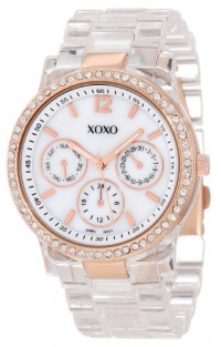 XOXO Women's XO5528 Clear Bracelet with Rhinestones on Rose Gold Case Watch XOXO Women's XO5528 Clear Bracelet with Rhinestones on Rose Gold Case Watch