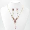 Butterfly Crystal Necklace and Earring Set (Pink)