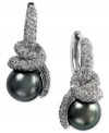 A solo standout - EFFY Collection's exquisite earrings are crafted in 14k white gold with cultured Tahitian pearls (10-1/2 mm) and sparkling diamonds (1-9/10 ct. t.w.). Approximate drop: 1 inch.