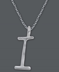 The perfect personalized gift. A polished sterling silver pendant features the letter I with a chic asymmetrical shape. Comes with a matching chain. Approximate length: 18 inches. Approximate drop: 3/4 inch. The perfect personalized gift. A polished sterling silver pendant features the letter I with a chic asymmetrical shape. Comes with a matching chain. Approximate length: 18 inches. Approximate drop: 3/4 inch.