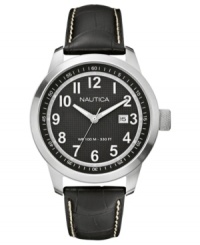 A black and silver watch from Nautica that adds sophistication to any ensemble. A black and silver watch from Nautica that adds sophistication to any ensemble.