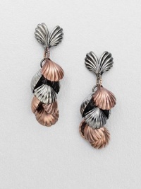 A whimsical drop of seashells in a two-tone design. Rose goldtone and hemetite-finishedDrop, about 2Post backImported A whimsical drop of seashells in a two-tone design. Rose goldtone and hemetite-finishedDrop, about 2Post backImported