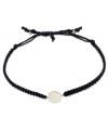 Wrap-ably chic! This trendy bracelet features a polished 14k gold disc strung from a black nylon rope cord. Approximate diameter: 2-1/4 inches (extends to 3-1/2 inches).