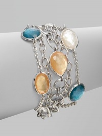 Alternating faceted denim mother-of-pearl doublets and honey mother-of-pearl doublets accented with clear quartz and mother-of-pearl add beautifully subtle colors to this multi-row, sterling silver link chain design. Denim mother-of-pearl doublets accented with clear quartz and mother-of-pearlHoney mother-of-pearl doublets accented with clear quartzSterling silverLength, about 7.75Toggle clasp closureImported Alternating faceted denim mother-of-pearl doublets and honey mother-of-pearl doublets accented with clear quartz and mother-of-pearl add beautifully subtle colors to this multi-row, sterling silver link chain design. Denim mother-of-pearl doublets accented with clear quartz and mother-of-pearlHoney mother-of-pearl doublets accented with clear quartzSterling silverLength, about 7.75Toggle clasp closureImported