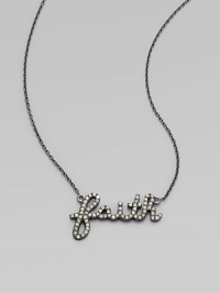 Get a positive outlook with this modern style with dazzling diamonds in sleek rhodium. Diamonds, .21 tcwRhodiumLength, about 15½Pendant size, ¾Lobster claw closureMade in the USA of imported materials