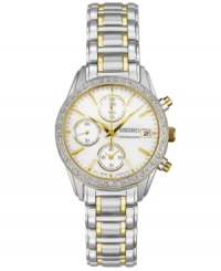 Glistening with Swarovski elements, this glamorous timepiece from Seiko updates the classic chronograph. Glistening with Swarovski elements, this glamorous timepiece from Seiko updates the classic chronograph.
