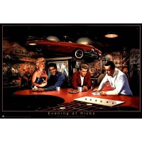 George Bungarda Evening At Rick's Art Print Poster - 24x36 Poster Print, 36x24 George Bungarda Evening At Rick's Art Print Poster - 24x36 Poster Print, 36x24