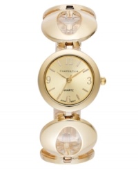 A golden beauty, this Charter Club watch adds glamorous appeal with a linked design and crystal accents. A golden beauty, this Charter Club watch adds glamorous appeal with a linked design and crystal accents.