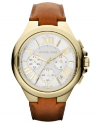 A timeless leather timepiece designed for casual style from Michael Kors' Camille collection. A timeless leather timepiece designed for casual style from Michael Kors' Camille collection.