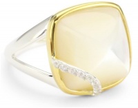 Kara Ross Sugarloaf Mother-Of-Pearl with Arc of White Sapphires Small Ring, Size 7 Kara Ross Sugarloaf Mother-Of-Pearl with Arc of White Sapphires Small Ring, Size 7
