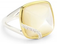 Kara Ross Sugarloaf Mother-Of-Pearl with Arc of White Sapphires Small Ring, Size 7