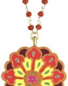 Lucky Brand Suzani Gold-Tone Orange Enamel Pendant Necklace