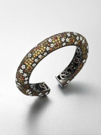 Charming enamel accented florals with multi-colored sapphires on a rhodium-plated sterling silver bangle. EnamelMulti-colored sapphiresRhodium-plated sterling silverDiameter, about 2.2Slip-on styleImported Charming enamel accented florals with multi-colored sapphires on a rhodium-plated sterling silver bangle. EnamelMulti-colored sapphiresRhodium-plated sterling silverDiameter, about 2.2Slip-on styleImported