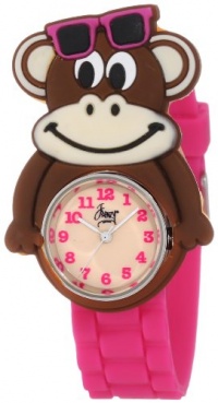 Frenzy Kids' FR2000 Monkey Critter Face With Magenta Rubber Band Watch Frenzy Kids' FR2000 Monkey Critter Face With Magenta Rubber Band Watch