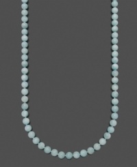 Ocean hues to spruce up your look. This beautiful beaded (8-9 mm) necklace features aquamarine (220 ct. t.w.) and a sterling silver clasp. Approximate length: 24 inches. Ocean hues to spruce up your look. This beautiful beaded (8-9 mm) necklace features aquamarine (220 ct. t.w.) and a sterling silver clasp. Approximate length: 24 inches.