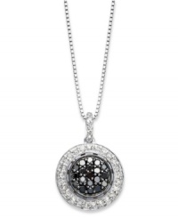 A classic combination. Black (1/4 ct. t.w.) and white (1/4 ct. t.w.) diamonds come together for a stunning effect in this pendant suspended from a sterling silver necklace. Approximate length: 18 inches. Approximate drop: 3/4 inch. A classic combination. Black (1/4 ct. t.w.) and white (1/4 ct. t.w.) diamonds come together for a stunning effect in this pendant suspended from a sterling silver necklace. Approximate length: 18 inches. Approximate drop: 3/4 inch.