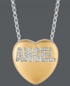 Tell her how you really feel. Give her the gift of Sweethearts' stunning pendant. Crafted in 14k gold over sterling silver, this heart-shaped design features the word ANGEL in round-cut diamonds (1/10 ct. t.w.). Copyright © 2011 New England Confectionery Company. Approximate length: 16 inches + 2-inch extender. Approximate drop: 5/8 inch.