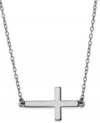 Try on the latest sideways cross trend. Studio Silver's pretty style is crafted in sterling silver with a matching chain. Approximate length: 18 inches. Approximate drop: 1/2 inch.