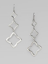 From the Quatrefoil Collection. This modern, sterling silver design features three graduated quatrefoil drops. Sterling silverDrop, about 2½Ear wire backImported From the Quatrefoil Collection. This modern, sterling silver design features three graduated quatrefoil drops. Sterling silverDrop, about 2½Ear wire backImported