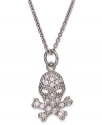 Elegance with an edge. B. Brilliant's skull and crossbones pendant shines with round-cut cubic zirconias (1/3 ct. t.w.) providing luster. Approximate length: 18 inches + 3-inch extender. Approximate drop length: 5/8 inch. Approximate drop width: 1/2 inch.