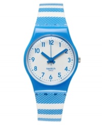 Leave a trail of admirers with this Blue Tracks watch from Swatch. Leave a trail of admirers with this Blue Tracks watch from Swatch.