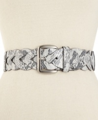 Weave your way through the day with this exotic snake-embossed stretch belt from Style&co. Weave your way through the day with this exotic snake-embossed stretch belt from Style&co.