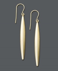 Traditional design to elevate any look. Earrings feature sleek oval drops crafted in 14k gold. Approximate drop: 2-1/4 inches.