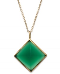 A pyramid with panache. Studio Silver's necklace, crafted from 18k gold over sterling silver, features a green agate (11-1/3 ct. t.w.) pendant for a look that's truly fashion-forward. Approximate length: 18 inches. Approximate drop: 1 inch.