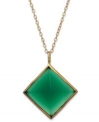 A pyramid with panache. Studio Silver's necklace, crafted from 18k gold over sterling silver, features a green agate (11-1/3 ct. t.w.) pendant for a look that's truly fashion-forward. Approximate length: 18 inches. Approximate drop: 1 inch. A pyramid with panache. Studio Silver's necklace, crafted from 18k gold over sterling silver, features a green agate (11-1/3 ct. t.w.) pendant for a look that's truly fashion-forward. Approximate length: 18 inches. Approximate drop: 1 inch.