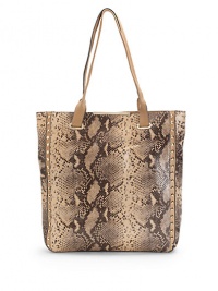 THE LOOKDouble leather top handlesSquare silhouette of snakeskin-printed leatherContrast leather trim with cone studsMagnetic snap top closureMetal bar with embossed logo detailOne inside zip pocketThree inside open pocketsInside logo detailTHE MEASUREMENTShoulder straps, 9 drop14W X 14H X 3DTHE MATERIALCow leatherFully linedORIGINImported THE LOOKDouble leather top handlesSquare silhouette of snakeskin-printed leatherContrast leather trim with cone studsMagnetic snap top closureMetal bar with embossed logo detailOne inside zip pocketThree inside open pocketsInside logo detailTHE MEASUREMENTShoulder straps, 9 drop14W X 14H X 3DTHE MATERIALCow leatherFully linedORIGINImported