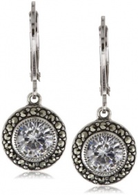 Judith Jack Sterling Silver Cubic Zirconia with Marcasite Pave Drop Earrings Judith Jack Sterling Silver Cubic Zirconia with Marcasite Pave Drop Earrings