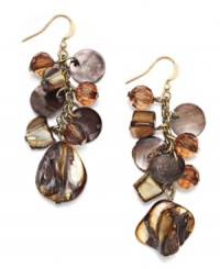 Shift into neutrals. Brown shells and topaz-hued plastic beads adorn these chic cluster earrings by Style&co. Set in gold tone mixed metal on fishwire. Approximate drop: 2 inches. Shift into neutrals. Brown shells and topaz-hued plastic beads adorn these chic cluster earrings by Style&co. Set in gold tone mixed metal on fishwire. Approximate drop: 2 inches.