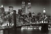 New York City Brooklyn Bridge Night Skyline Art Print Poster - 24x36 Poster Print, 36x24 Photography Poster Print, 36x24