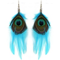 5 1/4 4 Feather Includes Peacock Eye Earrings In Turquoise 5 1/4 4 Feather Includes Peacock Eye Earrings In Turquoise