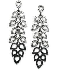 Fashion falls gently this season with these cascade earrings from Style&co. With teardrop accents embellished with glass crystals and a two-tone finish. Crafted in hematite and jet tone mixed metal. Approximate drop: 3 inches. Fashion falls gently this season with these cascade earrings from Style&co. With teardrop accents embellished with glass crystals and a two-tone finish. Crafted in hematite and jet tone mixed metal. Approximate drop: 3 inches.
