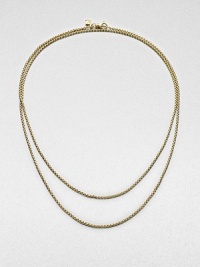 A baby box chain necklace in radiant 18k gold. 18k goldLength, about 32Lobster clasp closureImported A baby box chain necklace in radiant 18k gold. 18k goldLength, about 32Lobster clasp closureImported