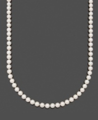 Perfection in sweet pearls. Add timeless style to your wardrobe with AA Akoya cultured pearls (7-7-1/2 mm) set in 14k gold. Necklace by Belle de Mer. Approximate length: 16 inches. Perfection in sweet pearls. Add timeless style to your wardrobe with AA Akoya cultured pearls (7-7-1/2 mm) set in 14k gold. Necklace by Belle de Mer. Approximate length: 16 inches.