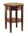 Winsome Wood Round End Table with Drawer and Shelf, Antique Walnut