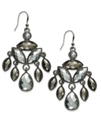 A smoky mix of shaky plastic beads adds a touch of mystery with Style&co.'s chandelier earrings. Crafted in hematite tone mixed metal. Approximate drop: 2 inches. A smoky mix of shaky plastic beads adds a touch of mystery with Style&co.'s chandelier earrings. Crafted in hematite tone mixed metal. Approximate drop: 2 inches.
