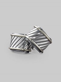 From the Silver Classics Collection. Chunky and luxurious, in cabled sterling silver, edged with 14k gold. Sterling silver and 14k yellow gold Length, about ¾ Width, about ½ Post back Made in USA From the Silver Classics Collection. Chunky and luxurious, in cabled sterling silver, edged with 14k gold. Sterling silver and 14k yellow gold Length, about ¾ Width, about ½ Post back Made in USA