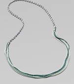 This unique design boasts a blend of faceted beads and wire mesh wrapped ball chains. Glass beadsBrass ball chainWire meshLength, about 42Slip-on styleImported 