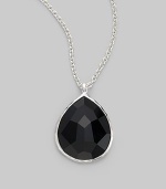 A bold drop of faceted onyx on a delicate sterling silver chain link.Onyx Sterling silver Length, about 18 Pendant length, about 1 Pendant width, about ¾ Lobster clasp closure Imported 