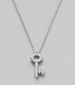 From the Tiny Treasures Collection. The key to whatever your heart desires, lavishly covered in pavé diamonds on a chain of 18k gold.Diamonds, 0.16 tcw 18k white gold Chain length adjusts from about 16 to 18 Pendant length, about ½ Lobster clasp Made in Italy