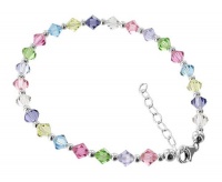 Sterling Silver Multi Crystal Ankle Bracelet Anklet Made with Swarovski Elements