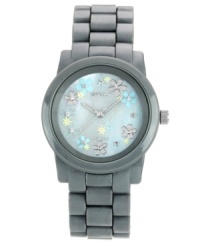 Give back to Mother Earth with this floral-topped, eco-friendly timepiece from Sprout. Made from natural materials, like corn resin and conflict-free diamonds, take the time to stop and smell the flowers. Give back to Mother Earth with this floral-topped, eco-friendly timepiece from Sprout. Made from natural materials, like corn resin and conflict-free diamonds, take the time to stop and smell the flowers.