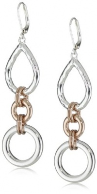 T Tahari Silver and Rose Gold Link Drop Earrings T Tahari Silver and Rose Gold Link Drop Earrings