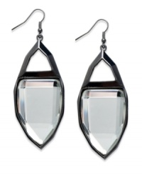 Walk the edge with Bar III. Teardrop silhouettes get to the point on these crystal drop earrings. Crafted in hematite tone mixed metal. Approximate drop: 2-1/2 inches. Walk the edge with Bar III. Teardrop silhouettes get to the point on these crystal drop earrings. Crafted in hematite tone mixed metal. Approximate drop: 2-1/2 inches.