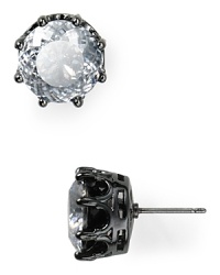 Dark and glamourous. Get noticed with this pair of Juicy Couture stud crystal earrings in a bold oversized cut. Dark and glamourous. Get noticed with this pair of Juicy Couture stud crystal earrings in a bold oversized cut.